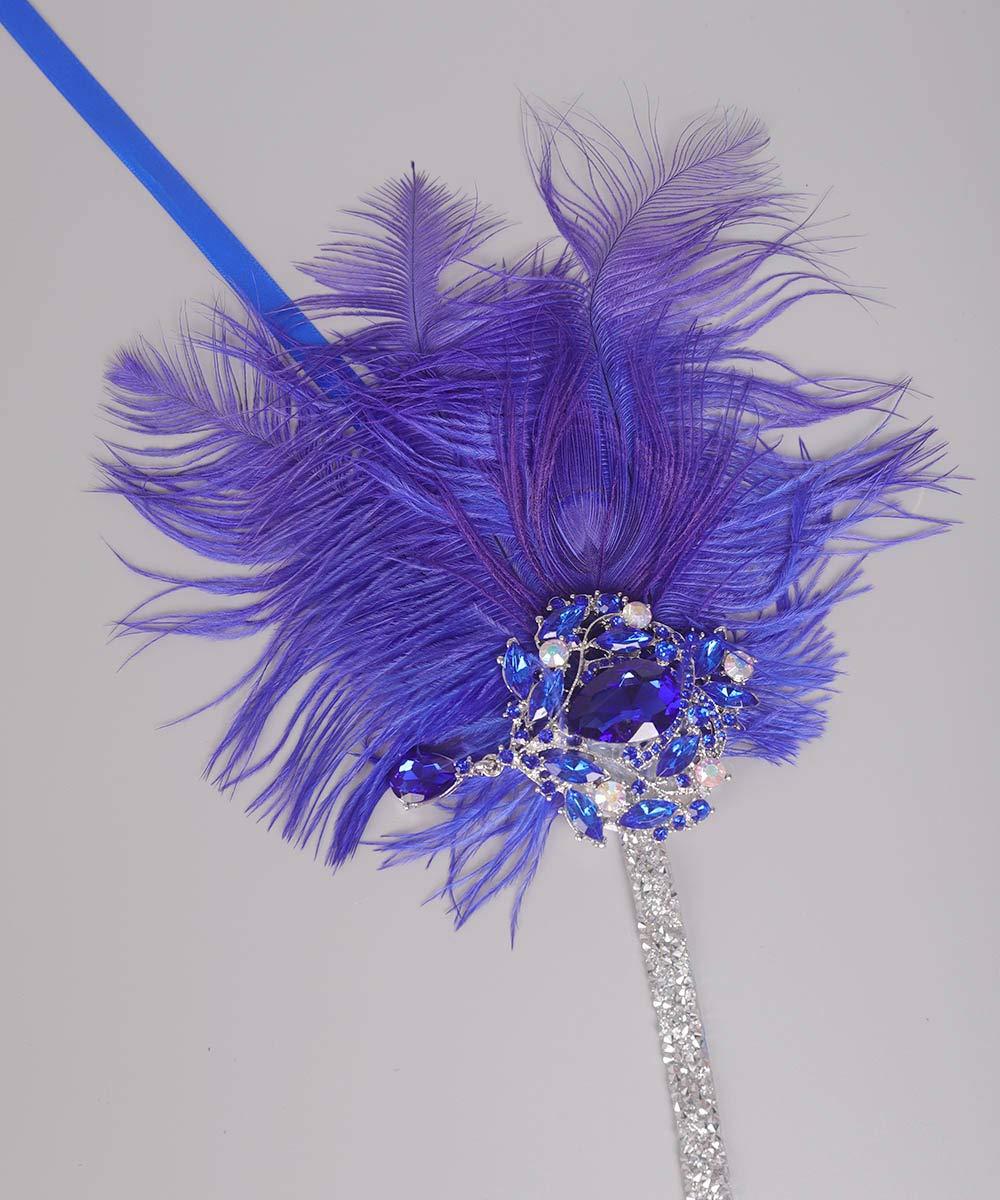 Aimimier Aimimier 1920s Flapper Feather Headband Royal Blue Sapphire Headpiece with Sparkling Crystal Head Chain Masquerade Hair Accessories for Women