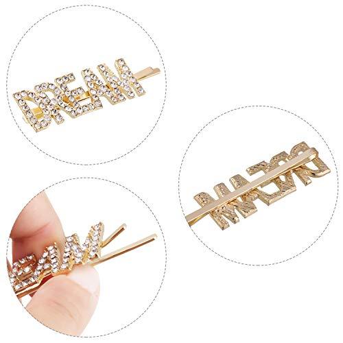 Chinco 6 Pieces Word Letter Hair Clips Rhinestones Hair Barrettes Crystal Bobby Pins for Women Girls Hair Accessories