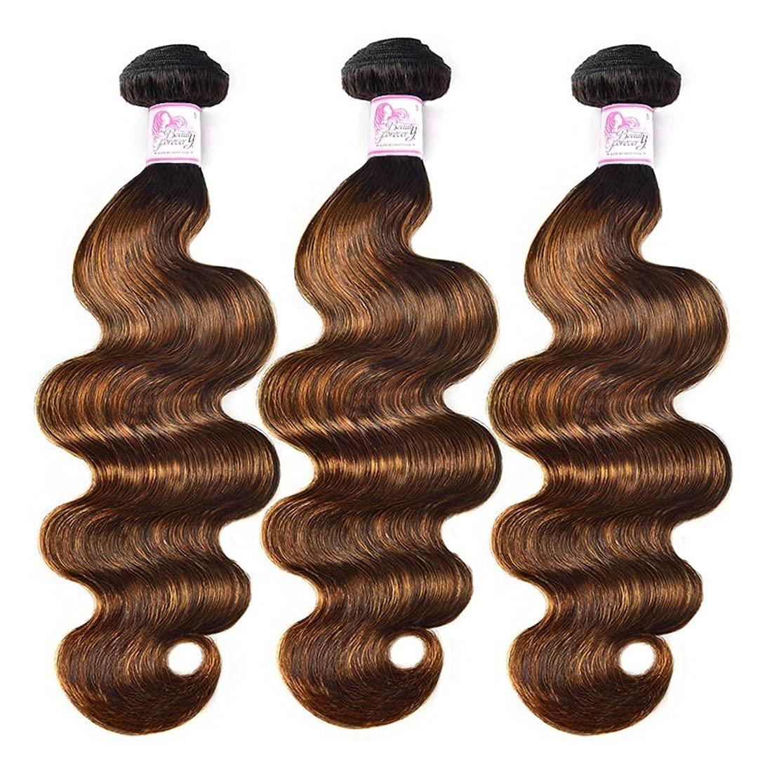 Beauty Forever Beauty Forever Ombre Highlight Brazilian Body Wave Virgin Hair 3 Bundles 14 16 18 Inch,Ombre Blonde Remy Human Hair Wavy Weaves Hair Extentions Color FB30