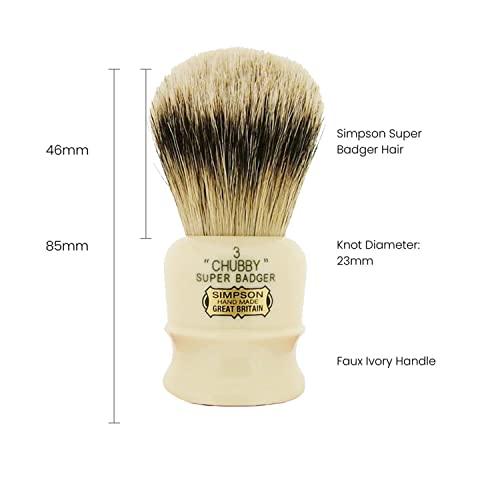 Simpson Shaving Brushes Simpsons Chubby Super Badger Shaving Brush (Chubby CH3 Super)