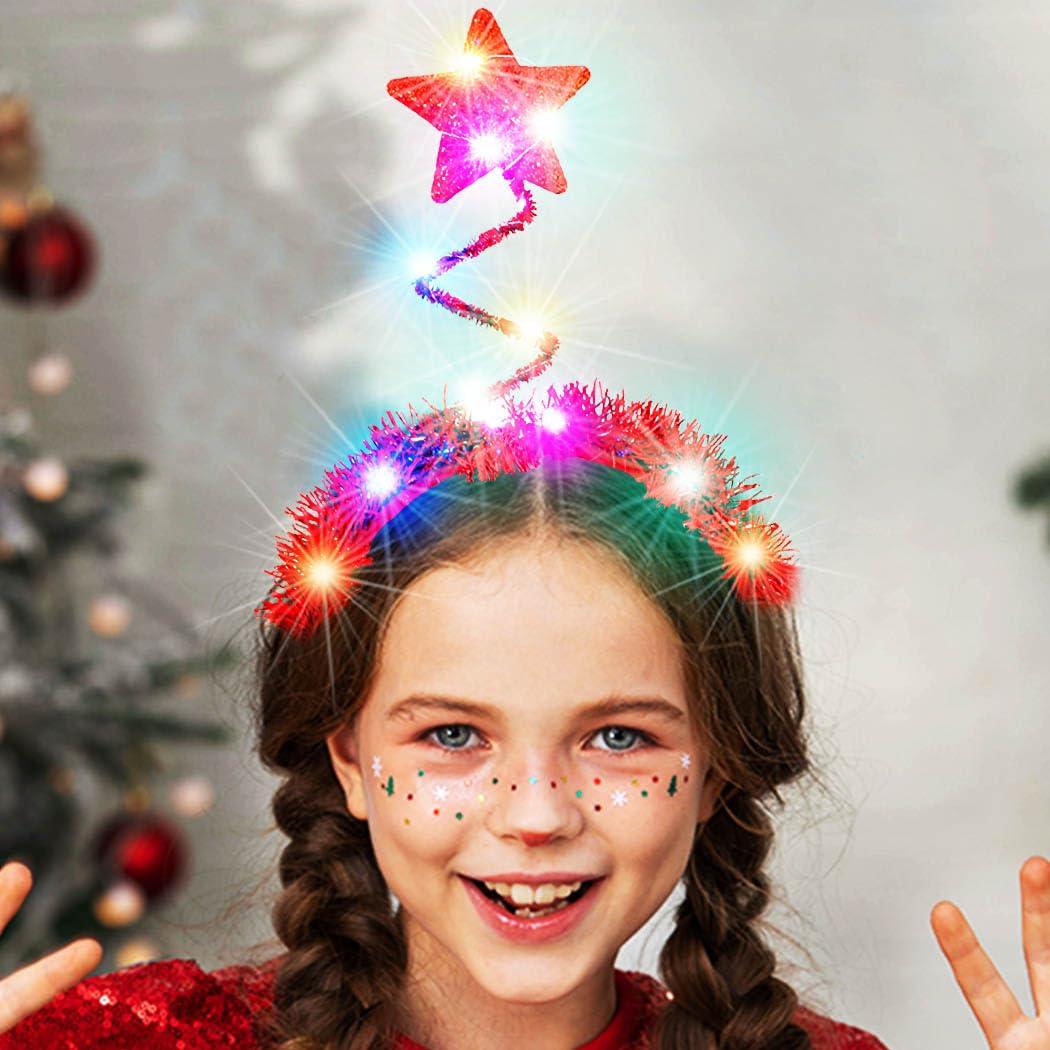 BARTOSI BARTOSI Light up Stars Headband LED Star Headpiece Christmas Hair Accessories for Women