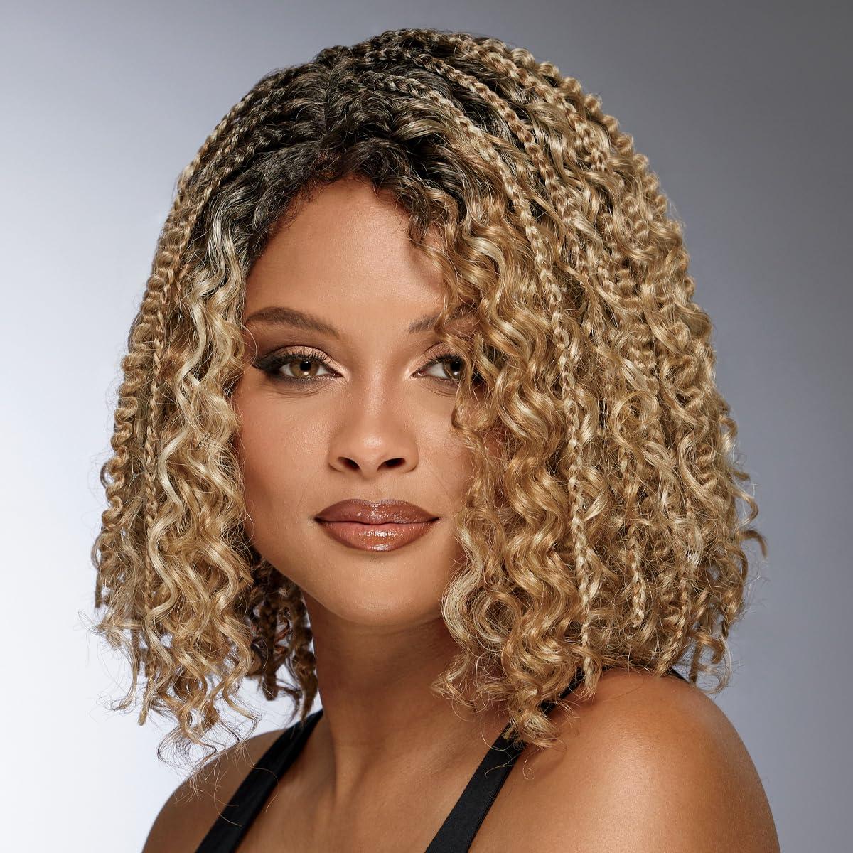 Especially Yours Especially Yours Ebonee Braided Bob Wig with Loose Curls, Box Braids in Runway Shades