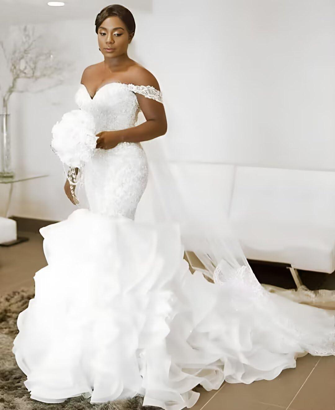 Chady Chady Strapless Bridal Gowns Long for Women 2023 Plus Size Lace Applique Long Train Luxury Sweetheart Wedding Dresses for Bride White 20w