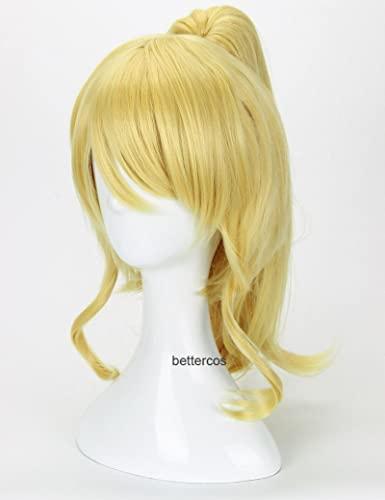 ZZMQ ZZMQ LoveLive! Love Live Eli Ayase Cosplay Wig Golden Clip Ponytail Heat Resistant Synthetic Hair Wig + Wig Cap
