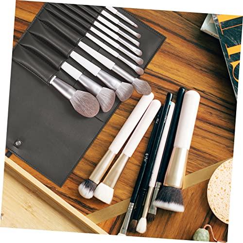 FOMIYES FOMIYES Roll up Make up Brush Case 18-piece Pu Leather Black Travel Makeup Brush Holder