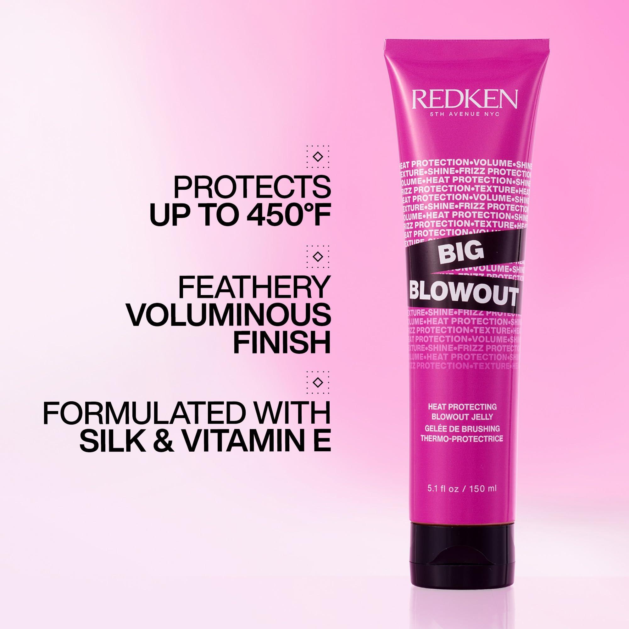Redken Redken Big Blowout Heat Protection Jelly Serum | Offers Shine and Texture | Frizz Control | Volume for Fine Hair | Blowdry Gel | For All Hair Types