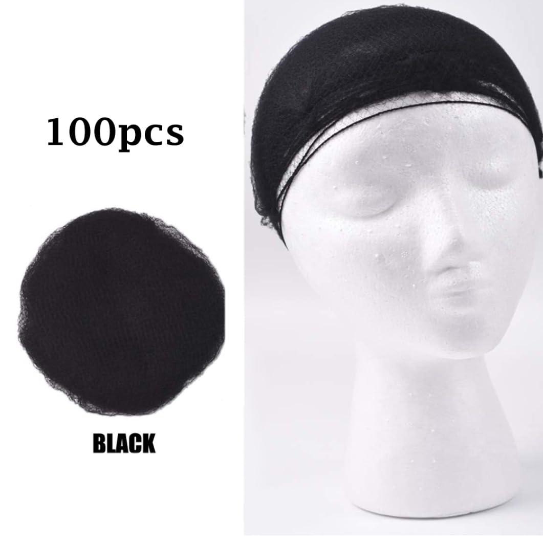 Meyrwoy Hair Nets For Buns,Hair Nets For Catering, Hair Nets Elasticity Invisible Hair Net Elastic Mesh Wig Nets for Hair Bun Making Ballet Dancer Kitchen 100Pcs Black