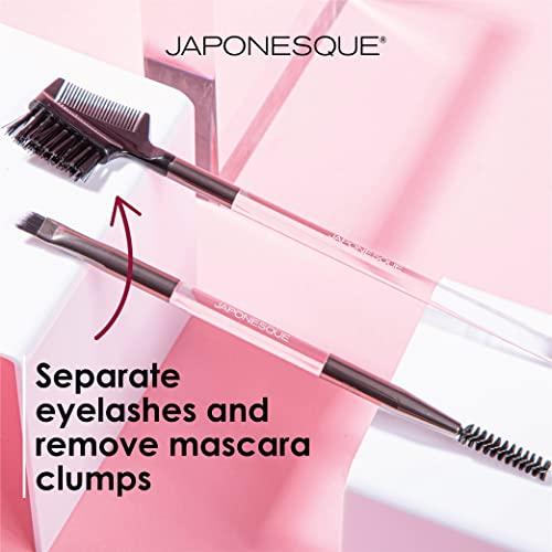 JAPONESQUE JAPONESQUE Brow & Eye Brush Set, Includes Brow/Lash Comb to Brush Brows and Separate Lashes, Angled Liner Brush for Brow Filler Application, Spoolie to Smooth Brows