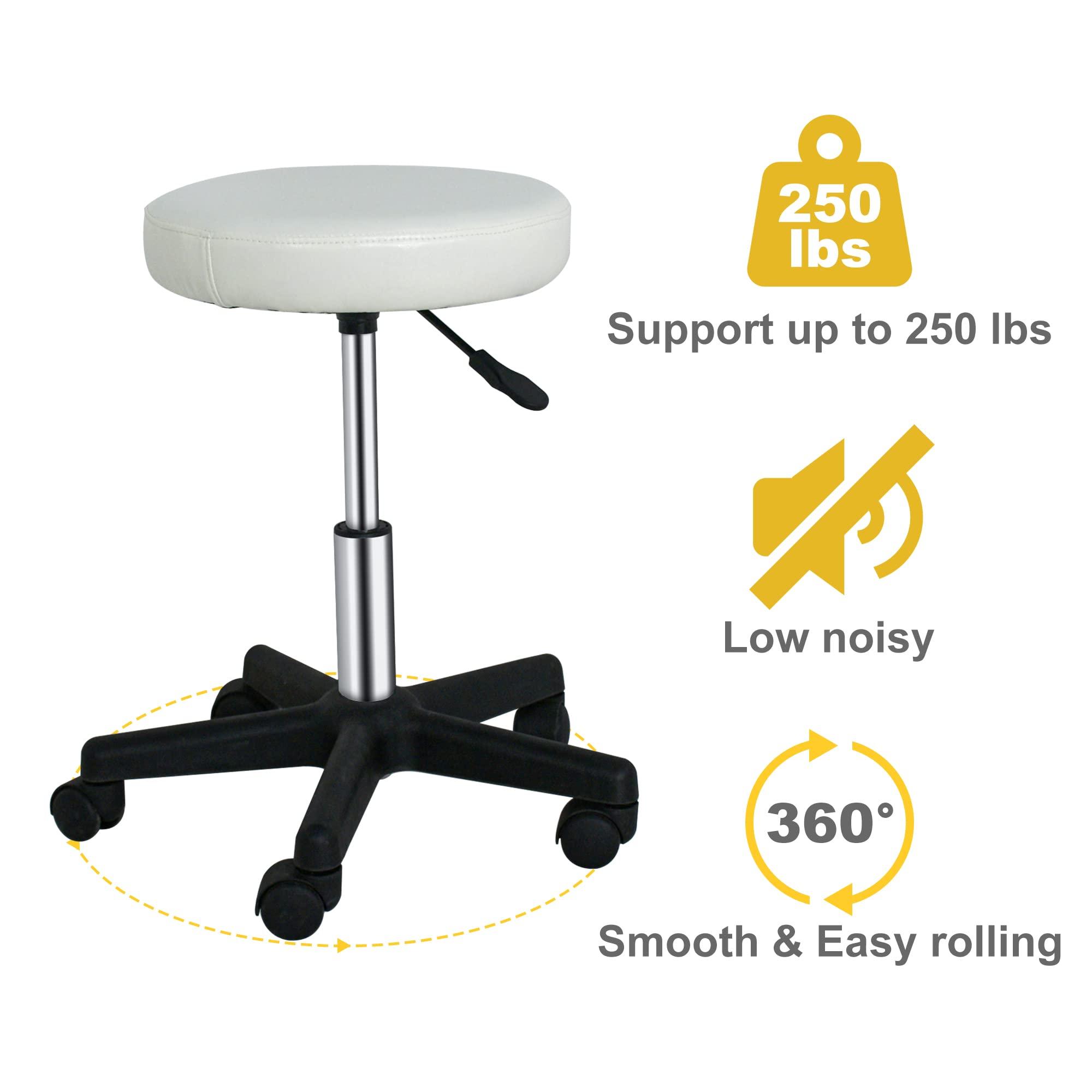 ZENY ZENY Adjustable Rolling Stool with Wheels Swivel Stool Chair Hydraulic Stool Office Stool for Beauty Salon Massage Spa Medical Tattoo Drafting, White