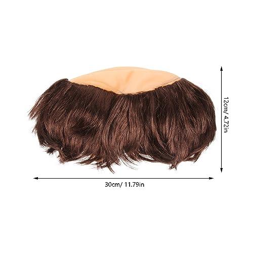 FOMIYES FOMIYES Halloween Monk Costume Wig Bald Cap Wig with Brown Friar Hair Funny Makeup Props Monk Cosplay Halloween Fancy Dress Accessories Headwear