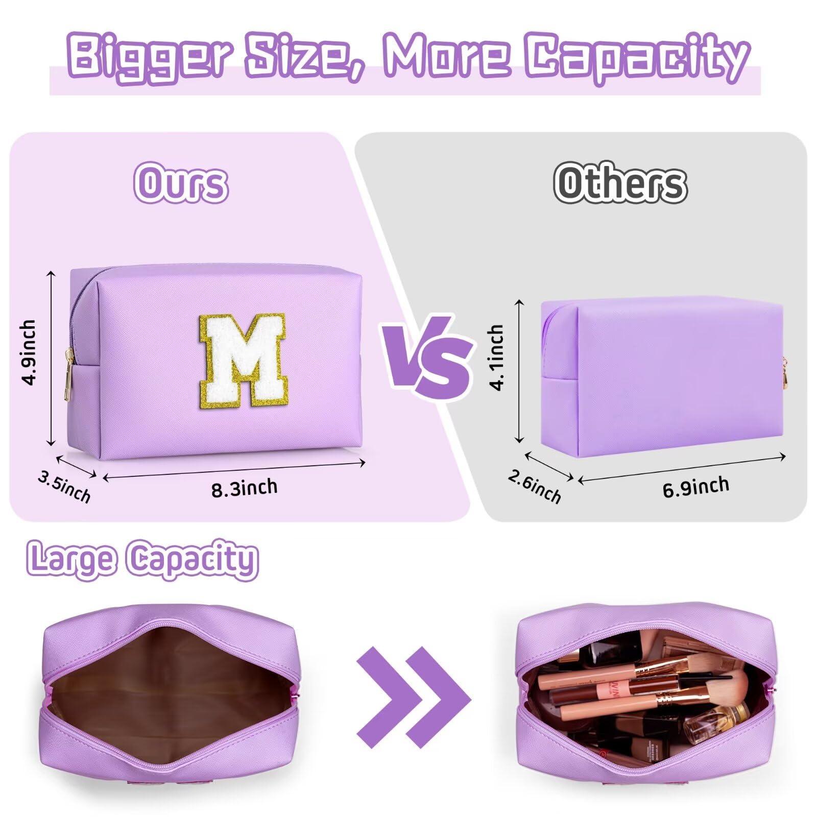 TOPEAST TOPEAST Preppy Stuff Cute Makeup Bag Small Cosmetic Bag Travel Toiletry Bag, Personalized Birthday Wedding Gifts for Mom Teacher Friends Bridesmaids, Preppy Travel Stuff for Girls (Purple N)