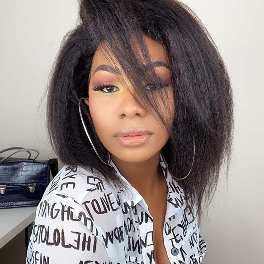 Prime Kitty Human Hair Kinky Straight U Part Wig Bob Wigs Left U Part Wig Human Hair 1x4 Small Cap Natural Color U Part Left Side Wigs Human Hair Black Women 10A Brazilian Human Hair Wigs No Shedding - 180% 14"