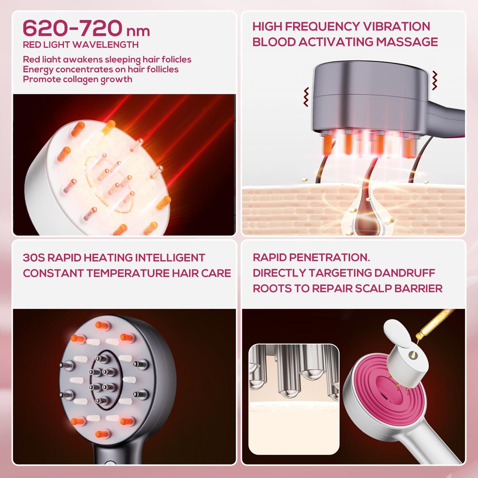 Kadielona Laser Hair Growth Comb, Laser Comb Laser Hair Growth Device Electric Scalp Massager for Hair Growth,Stimulates Hair Growth Comb Brush Thinning Hair Treatment Laser Therapy Comb