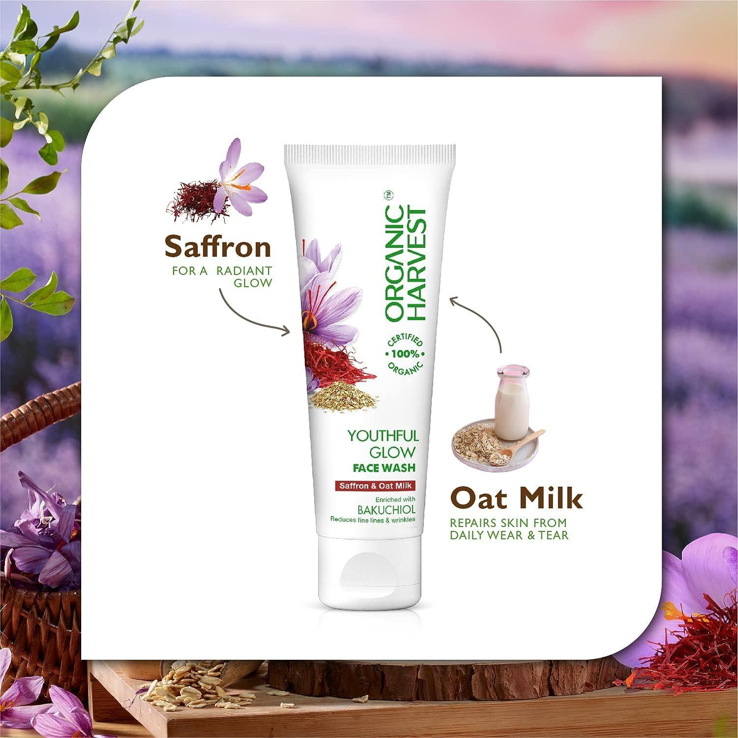 Generic Youthful Glow Face Wash: Saffron & Oat Milk | For Deep Cleansing | Removes Impurities | For Men & Women | 100% Certified Organic | Sulphate & Paraben-free - 100gm