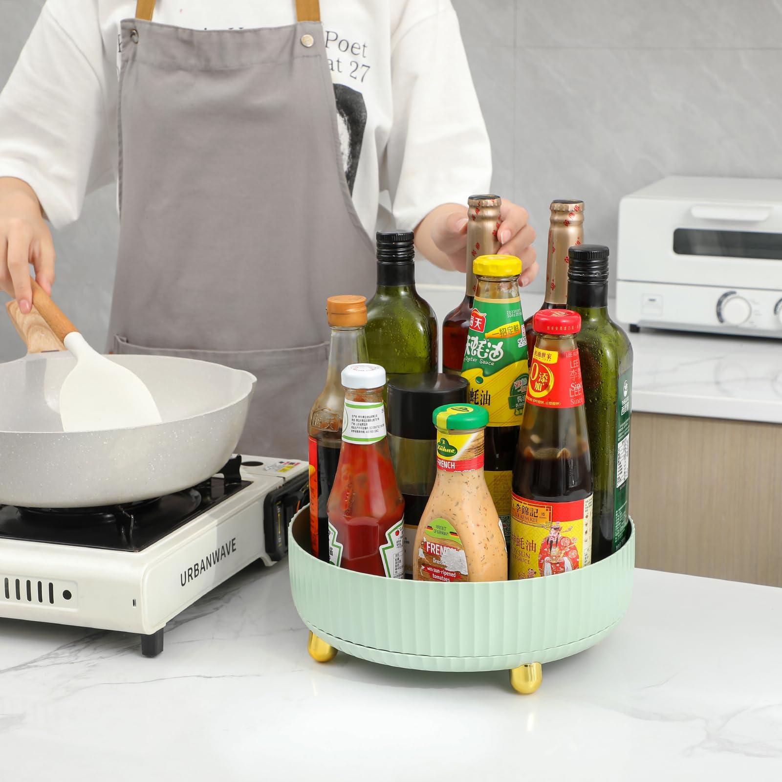 Anyoifax Anyoifax Makeup Perfume Organizer Tray 360 Degree Rotating Lazy Susan Skincare Lotion Organizer Spinning Cosmetics Storage for Dresser, Vanity, Bathroom Countertop, Large Green