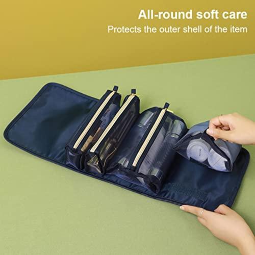 Generic 4-in-1 Hanging Travel Toiletry Bag Organizer, Hanging Travel Toiletry Bag for Travel, Cosmetic Travel Bag, Bathroom Bag, Removable Makeup Bag Foldable Cosmetic Organizer for Shampoo, Toiletries Blue