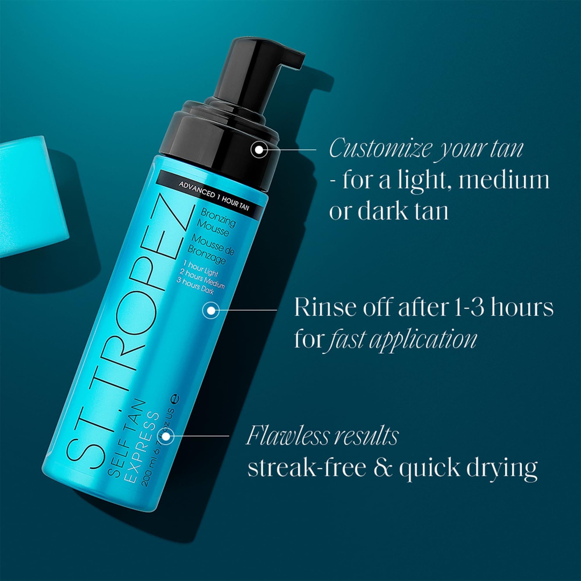 St.Tropez St.Tropez Self Tan Express Mousse, Fast Acting Fake Tan, Develops in 1-3 Hours, Streak-Free Finish, Vegan, Natural & Cruelty Free, 3.4 Fl Oz