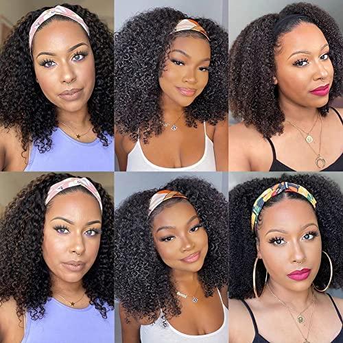 ISEE ISEE Hair Afro Kinky Curly Headband Wig Human Hair 180% Density Afro Wigs for Black Women Natural Curls 10A Glueless Human Hair Wigs (22 Inch)