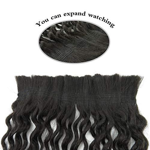 RemeeHi 4 Pcs Human Hair Braid In Bundles Curly Weave Extension No Sew No Crochet No Glue Weft with Excrescent Hair 6" 1#