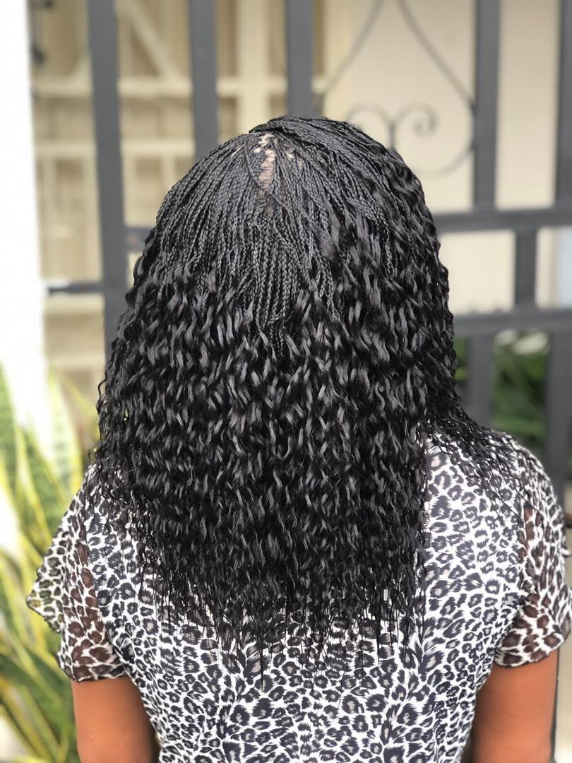 Real wigs 16\" long,wet & wavy braided wig, made on a full lace wig, curly wig,micro braids, curly wig, wig for black women