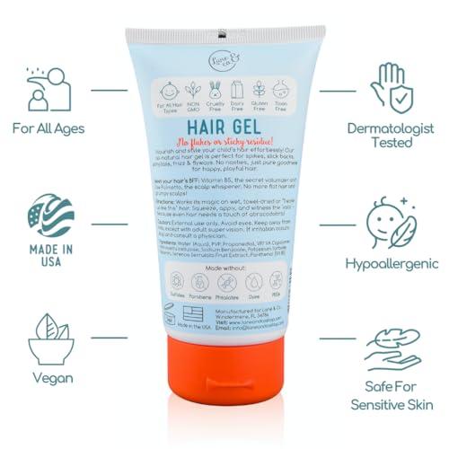 LANE & CO. LANE & CO. Baby Hair Gel - Hypoallergenic Kids Hair Gel - Flexible Medium to Firm Hold - Tames Flyaways, Frizz, Static Hair - Tested by Dermatologists - Suitable for Children Ages 0 & Up - 4 fl.oz.
