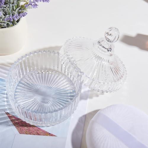 COSHINE COSHINE Extra Large Body Powder Puff Dish, Powder Puff Crystal Container, Body Puff Jar, Puff not Including