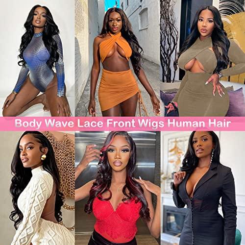 CITY GIRL 30 inch Lace Front Wigs Human Hair Pre Pluck 13X4 Transparent HD Body Wave Lace Front Wigs Human Hair with Baby Hair 180% Density Glueless Wigs Human Hair Pre Plucked for Black Women Natural Black