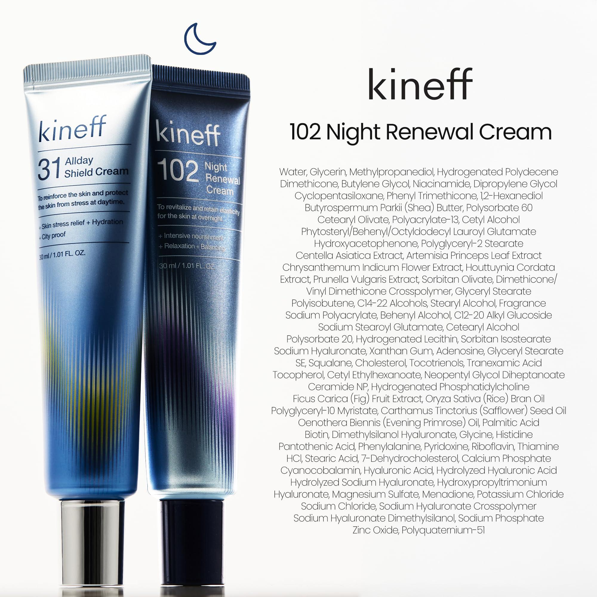 Kineff Kineff Dermacycle Program All-day & Night 2-Pack Cream for Face, 31 All-Day Shield Cream & 102 Night Renewal Cream, Centella Asiatica and Niacinamide, Korean Skincare (New Package)