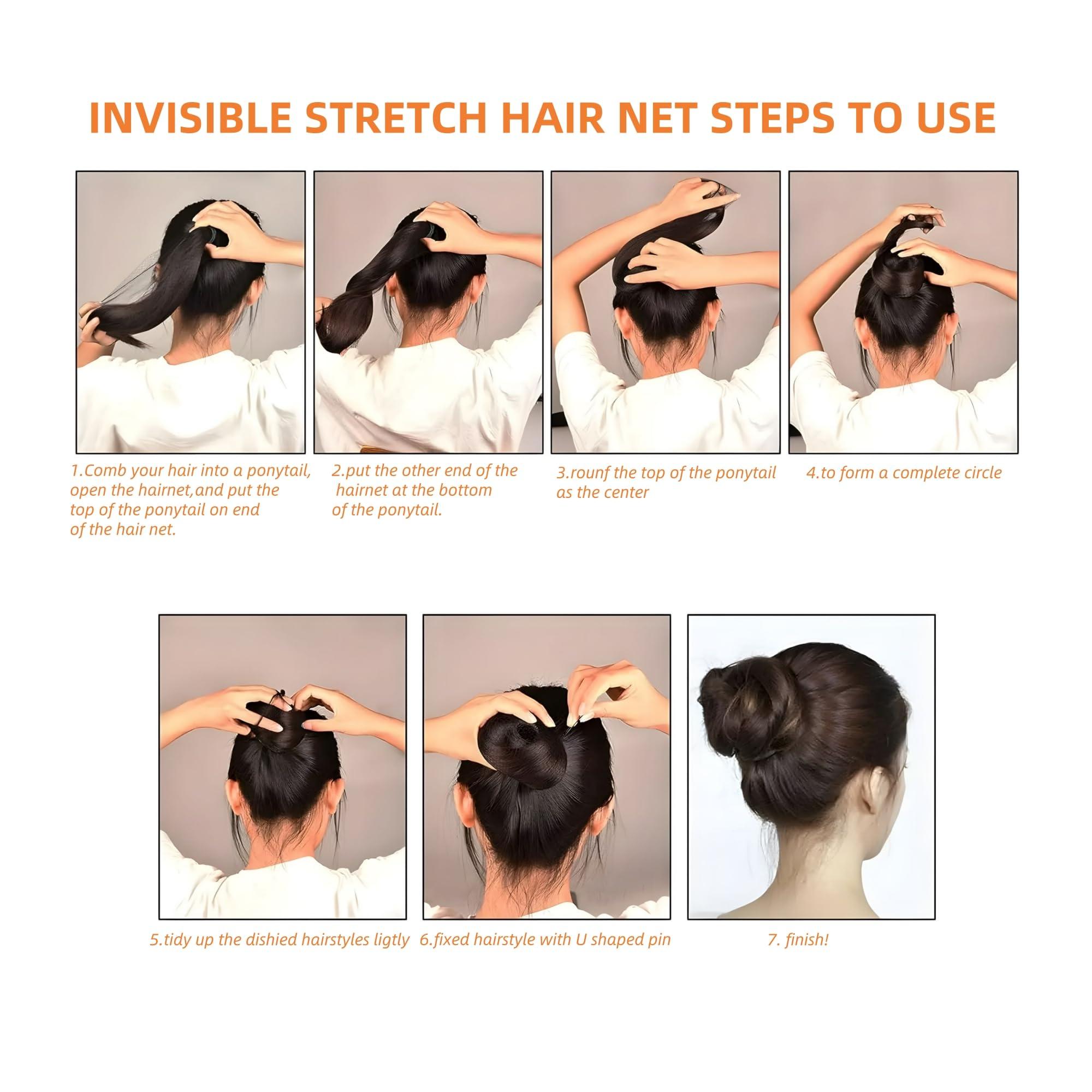 Votinu Votinu 100 Pcs Elastic Hair Nets for Wig, 20 Inches Black Invisible Mesh Hair Tie for Women Men Wigs Short Hair Bun Sleeping Nets Food Service(20 Inches)