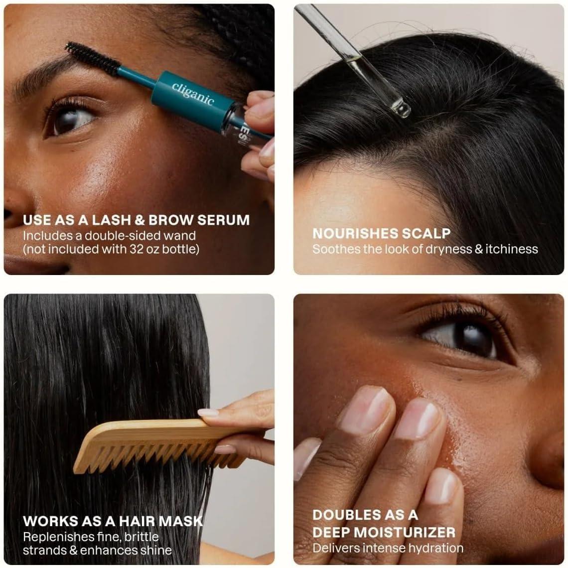 Cliganic Cliganic USDA Organic Castor Oil, 100% Pure (16oz with Eyelash Kit) - For Eyelashes, Eyebrows, Hair & Skin | Bulk, Natural Cold Pressed Unrefined Hexane-Free | DIY Carrier Oil