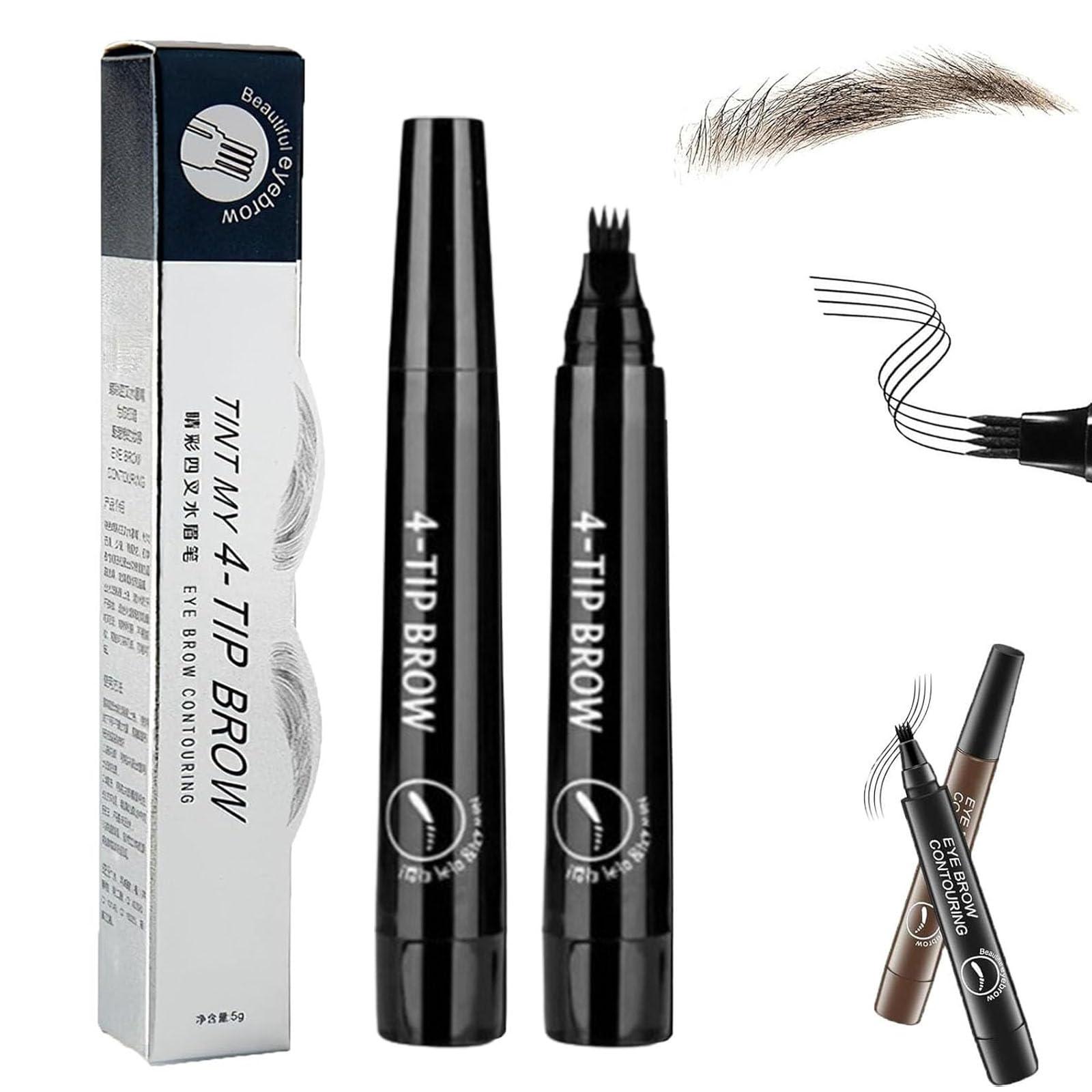 Yipane Lightsbetter Waterproof Brow Pen, Tint My 4 Tip Brow Waterproof, 4 Tipped Precise Brow Pen, Microblading Eyebrow Pen 4 Fork Tip Tattoo Pencil (4#)