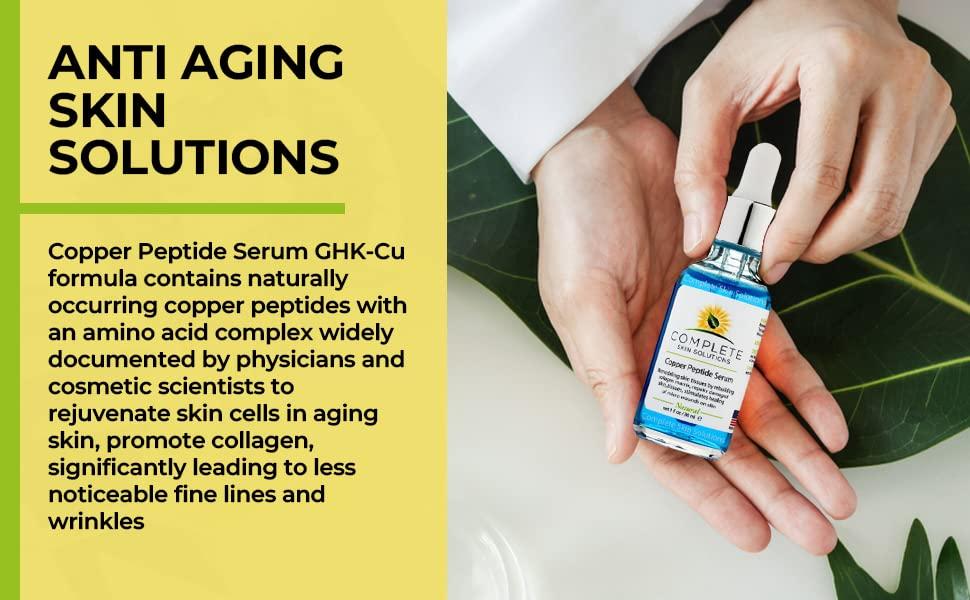 COMPLETE SKIN SOLUTIONS Copper Peptide Face Serum Collagen - With Anti Aging Skin Solutions Properties:1oz/30ml Anti-Wrinkle Formula For Youthful Skin