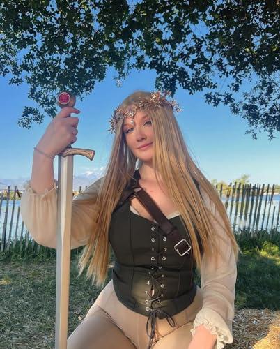 MOSTORY MOSTORY Gold Fairy Antler Crown - Woodland Flower Deer Horns Headpiece Elf Forest Ciecle for Women Renaissance Cosplay Ren Faire Outfit Hallween Costume