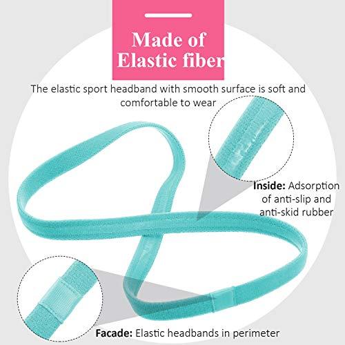 Sumind Sumind 4 Pieces Thick Non-Slip Elastic Sport Men Thin Headbands Football Hair Headbands for Women(Fluorescent Green, Rose Red, Green, Royal Blue)