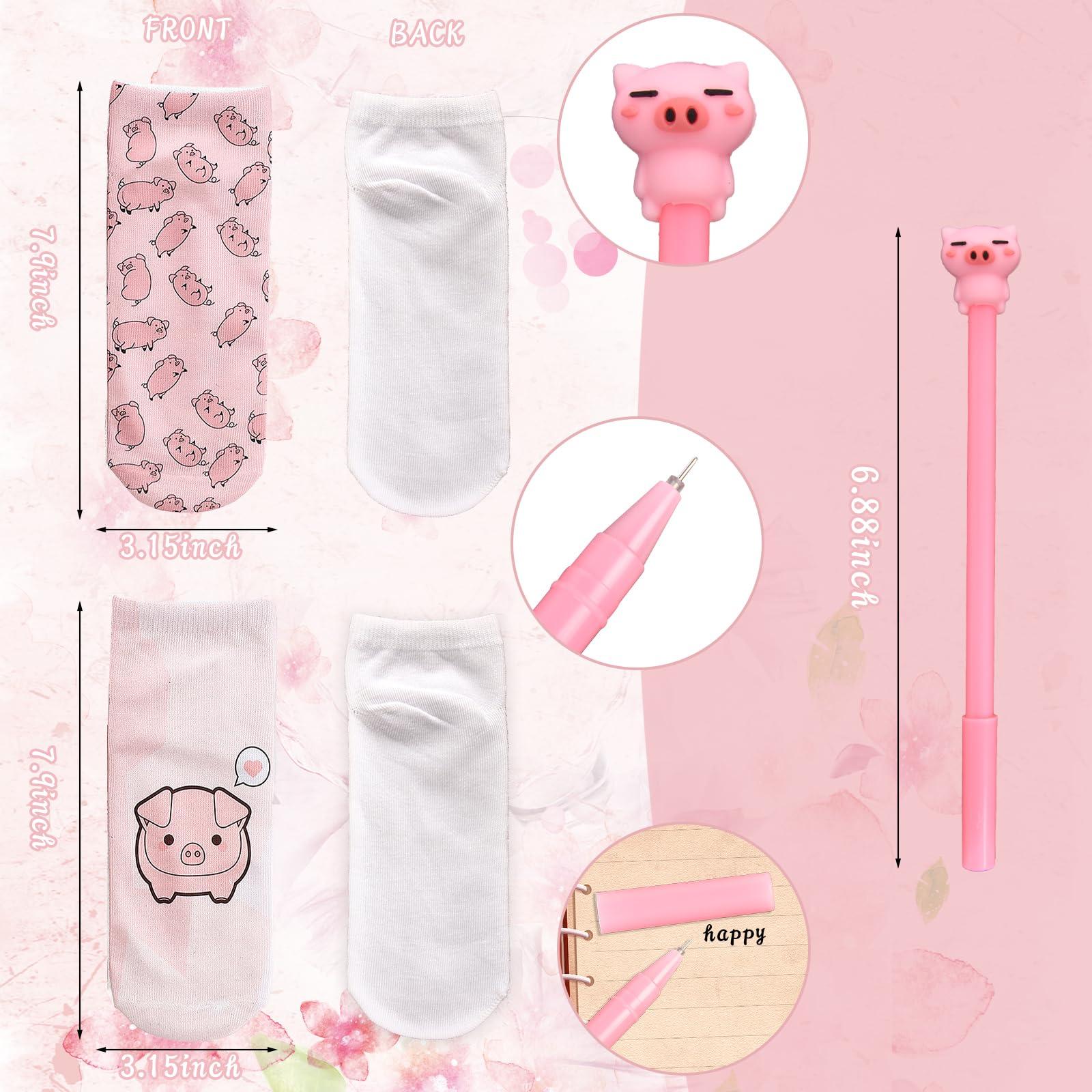 CIXICM CIXICM Pig Gifts for Pig Lover, Included Pig Makeup Bag with Zipper, Cute Pig Socks, Mini Round Mirror, Christmas, Thanksgiving, Birthday Pig Gifts for Women Girls