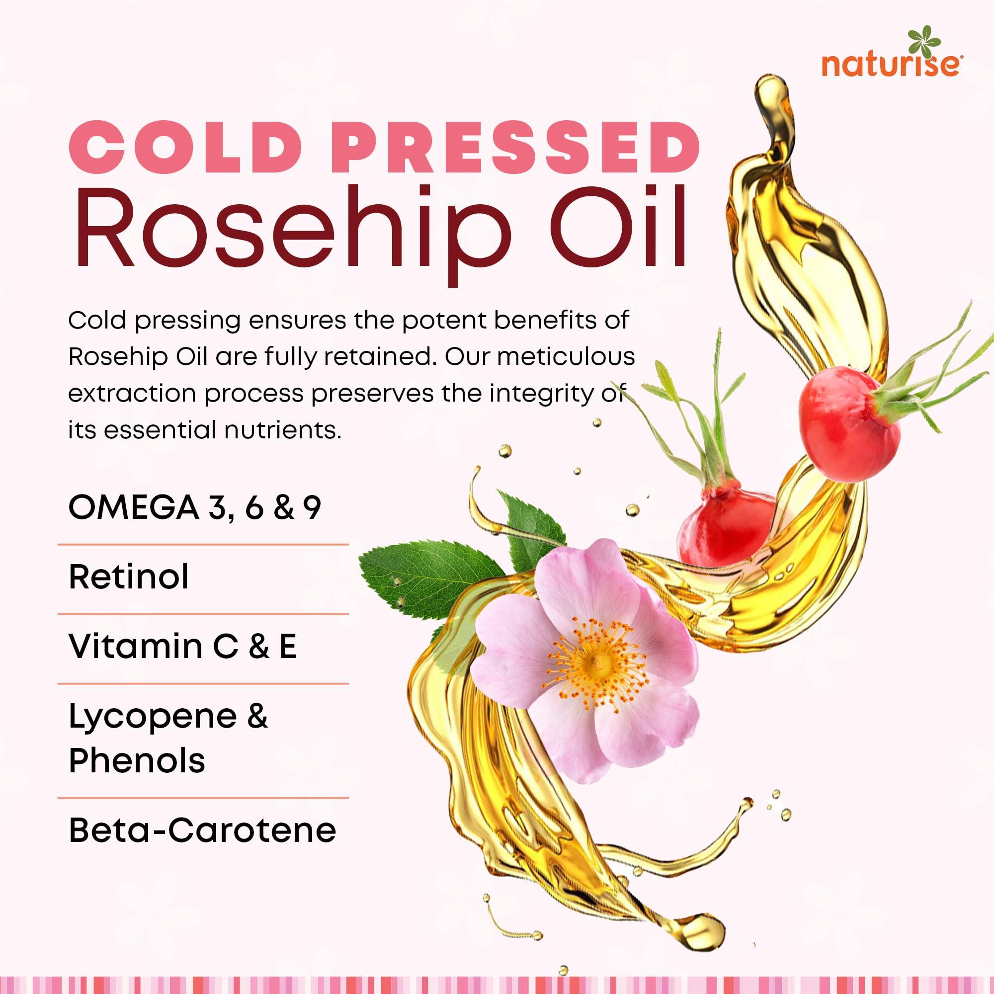 Naturise Naturise Organic Rosehip Seed Oil for Face, 100% Pure, Natural Cold Pressed Rose Hip Oil for Skin, Hair, Nails and Body Care (1 FL. OZ.)