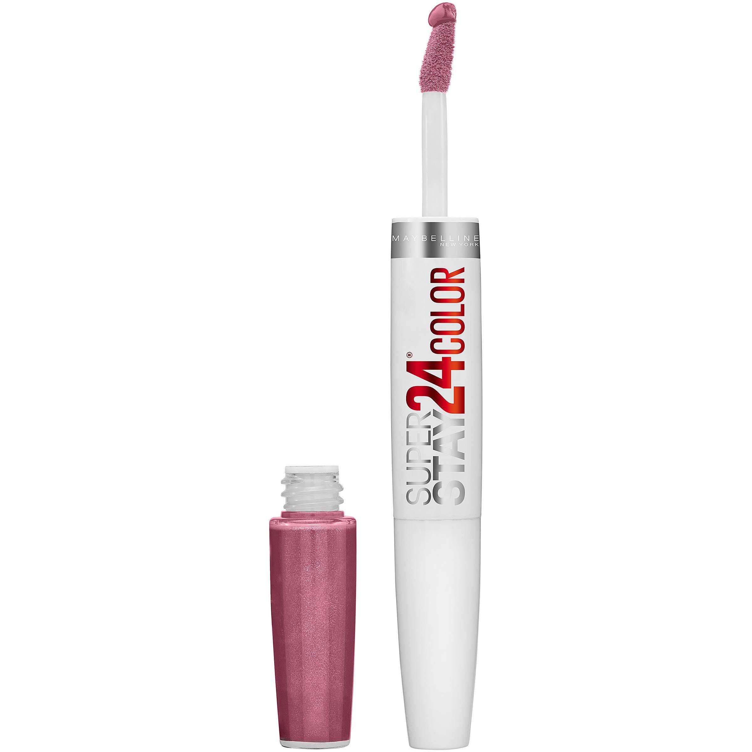 MAYBELLINE MAYBELLINE Super Stay 24 Liquid Lipstick 2-Step Makeup with Moisturizing Balm, Infinite Petal Pink and Perpetual Plum Purple, 1 Count Each