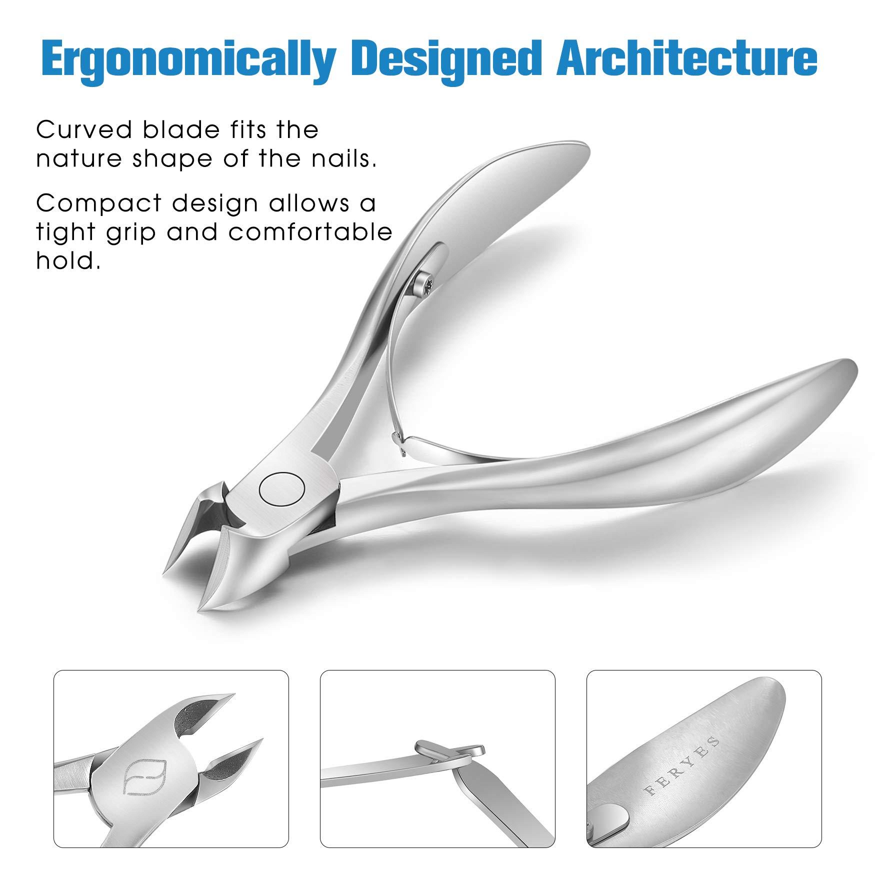 FERYES FERYES Toenail Clippers for Ingrown,Thick Toenails, 4R13 Stainless Steel Large Handle Fingernail Clipper,Nail Clipper - Silver