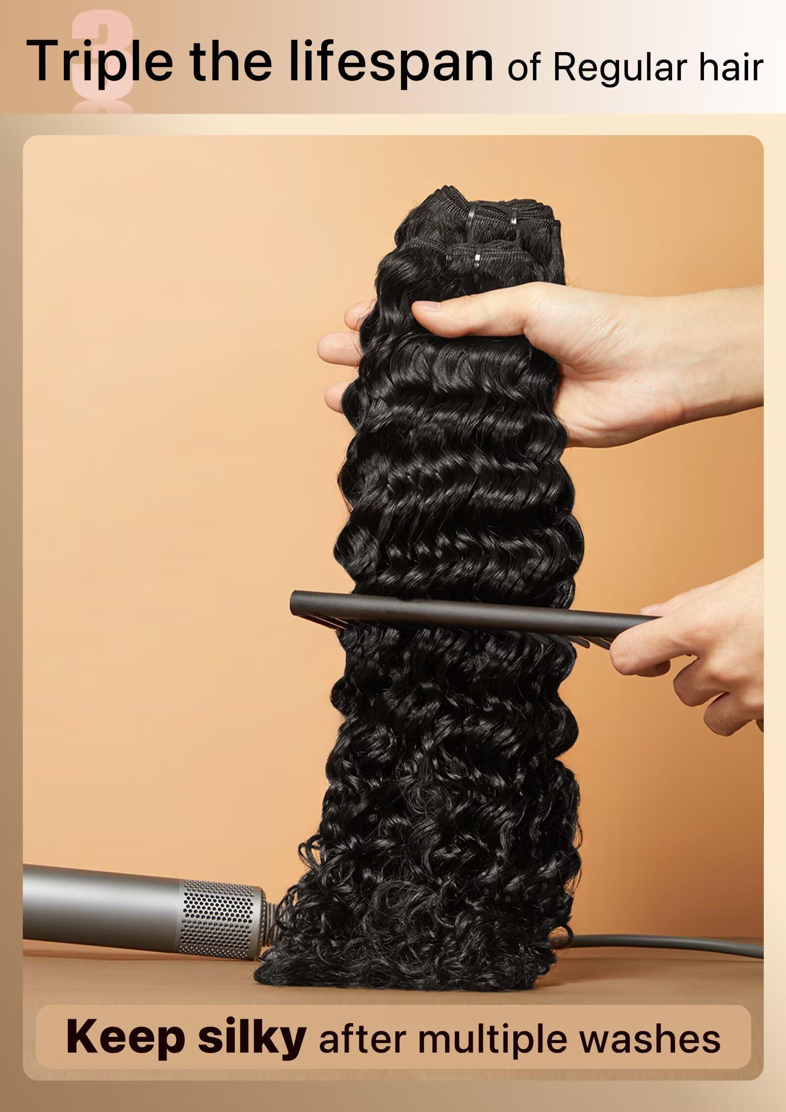 Triippy TRIIPPY Raw Human Hair Bundles,Triple Lifespan Than Regular Virgin Hair No.1 Sales Of Raw Hair Bundles,26 28 30 Inches Cambodia Raw Deep Wave 3 Bundles, Keep Soft and Smooth After Multiple Washes