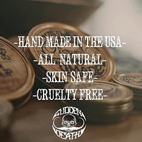 THE VINTAGE GROOMING CO. Mustache Wax Strong Hold Grooming For Men | Sudden Death Moustache & Beard Wax 1oz Tin | Perfect For Handlebar Mustaches By Death Grip | No Heat Source Required