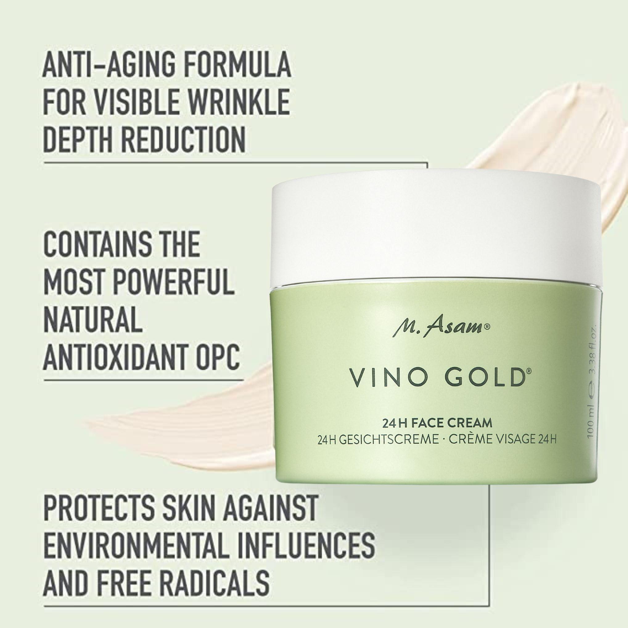 M. Asam M. Asam VINO GOLD 24h Facial Cream (3.38 Fl Oz)- 24h day cream & night moisturizer against lines & wrinkles, protection against skin aging, anti-aging, vegan facial care, skincare for women.