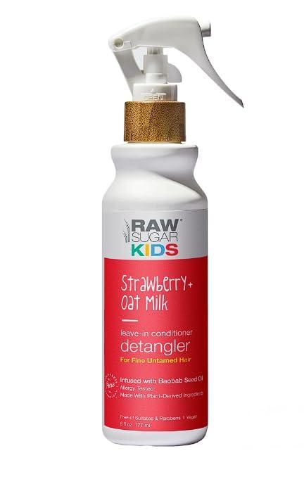 Raw Sugar Generic Kids Leave-in Conditioner Detangler, Strawberry and Oat Milk, Detangle Hair for Your Little One Without the Tears 6 fl oz/177ml (Pack of 2), White