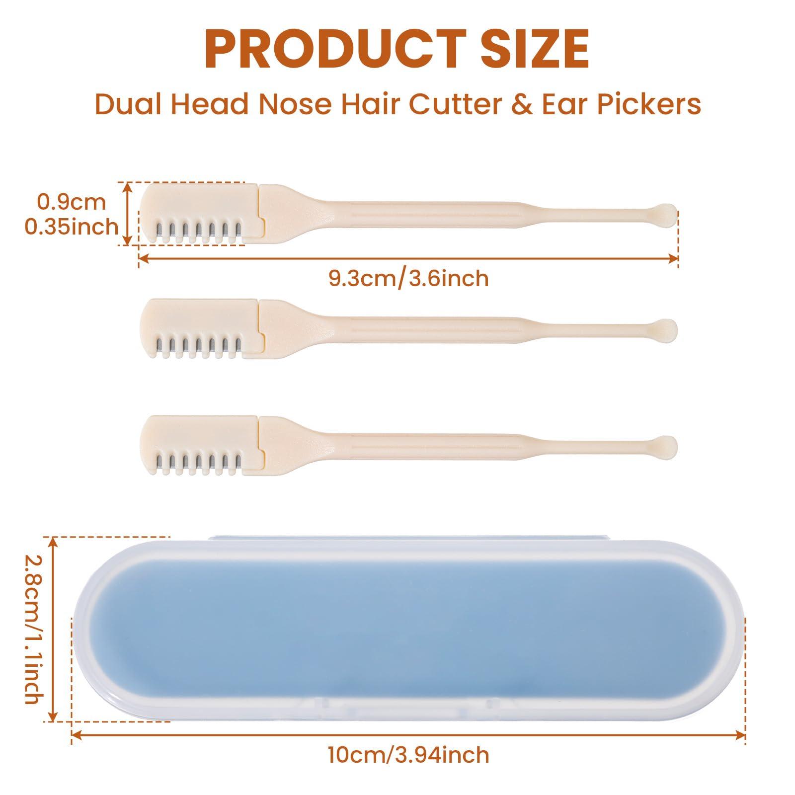 JIEYAO JIEYAO 3 Pcs 2-in-1 Nasal Hair Cutter, Nose Hair Trimmer for Men Women, Manual Rotary Nose Hair Cleaner Portable Nostril Hair Remover Tool with Ear Picker Double Sided Nose Hair Clipper