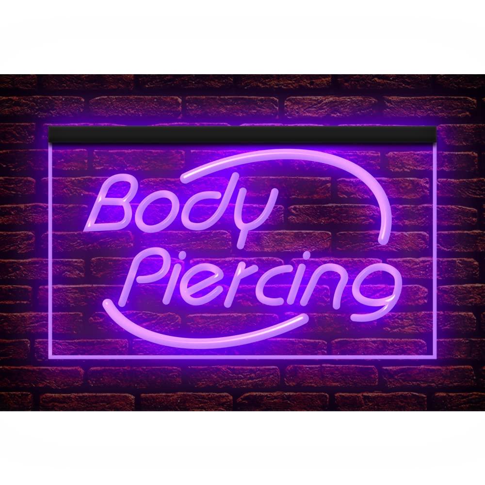 Easesign 100018 Body Piercing Tattoo Shop Center Home Decor Display LED Light Neon Sign (12\" X 8\", Purple)