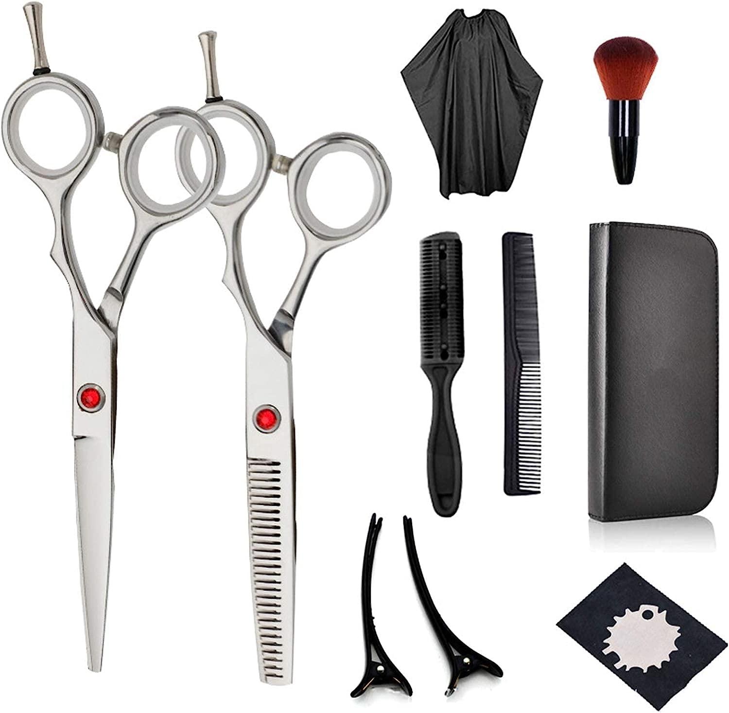 YUSIWOAL Hair Scissor,Hairdressing Scissors Thinning Hair Cutting Teeth Shears Professional Barber Stainless Steel Haircut Scissors-6.0 Inch