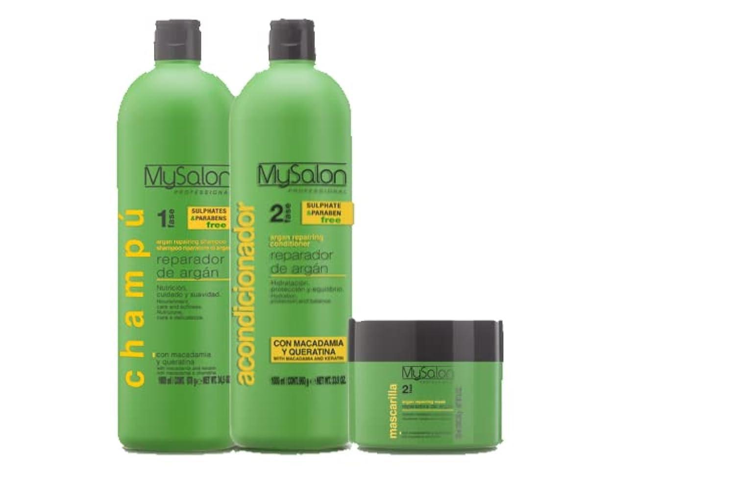Mysalon Professional Mysalon Professional Argan and Keratine Repairing Shampoo, Conditioner and Mask Kit