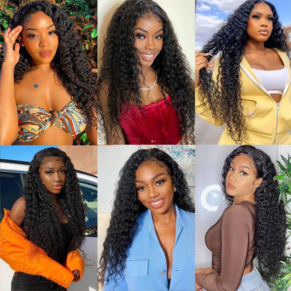 Mrladgo Deep Wave Bundles Human Hair 1 Bundle 14 Inch Brazilian Deep Curly Bundles 100% Unprocessed Virgin Human Hair Bundles Curly Deep Wave Bundles 100G Natural Black Color