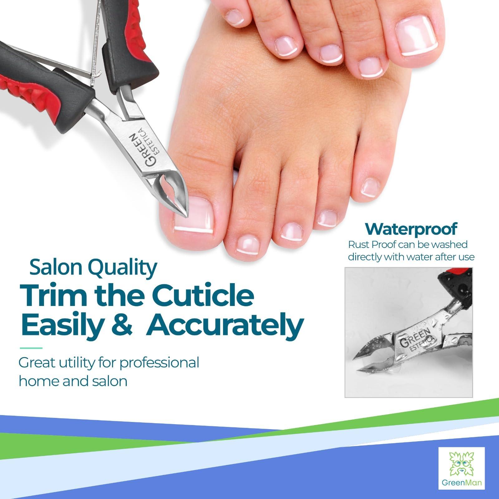 GREEN ESTETICA Premium Cuticle Trimmer Stainless Steel Nipper Sharp Blades with Double Spring Manicure Pedicure Tool for Home and Salon (Black/Red)