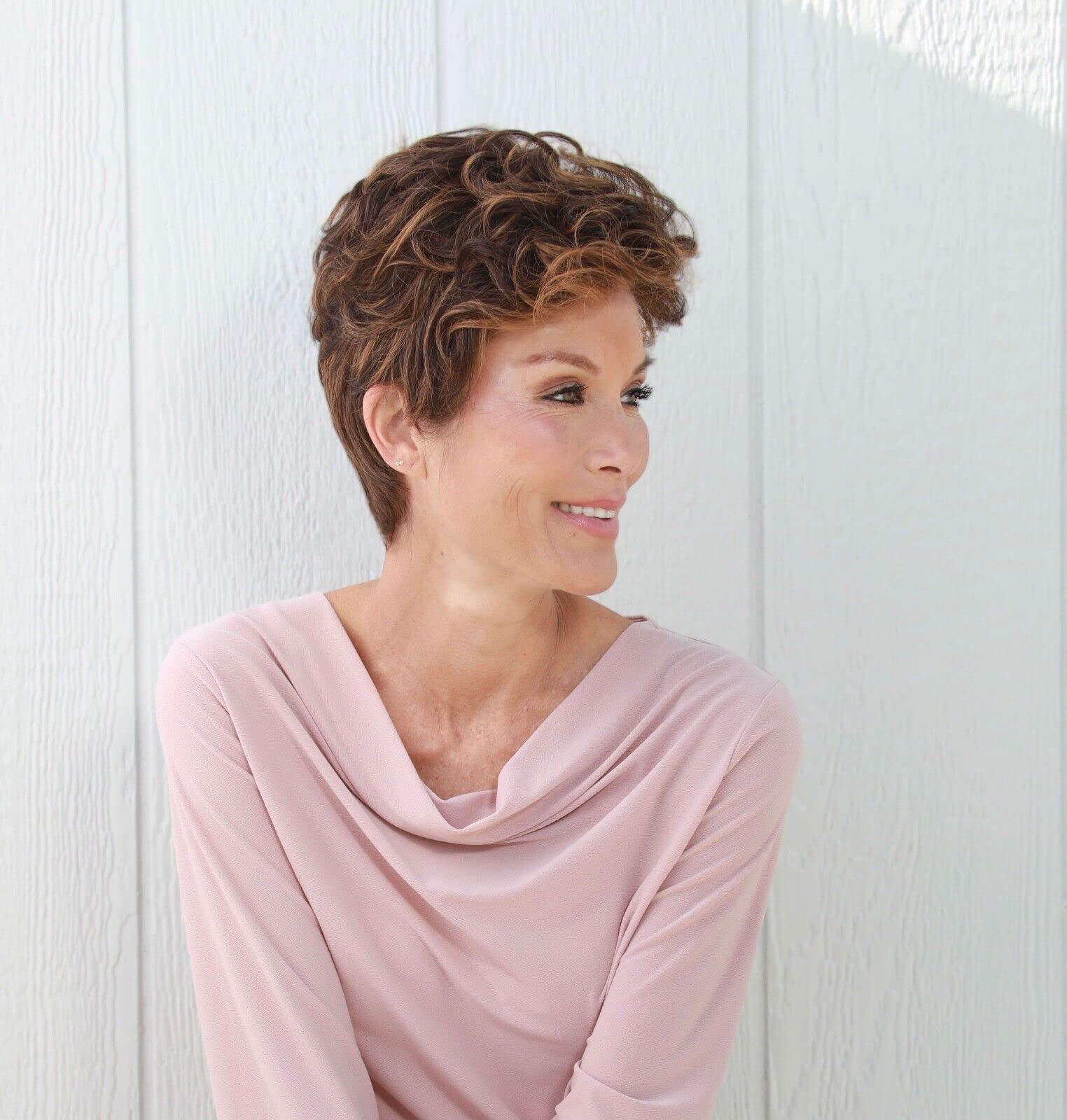 Jon Renau Maxwigs Rita Wig Color 12FS12 Malibu Blonde - Jon Renau Wigs 4\" Short Pixie Average Cap Bold Classic Look Heat Friendly Synthetic Smart Lace Front Monofilament Top Bundle MaxWigs Hairloss Booklet