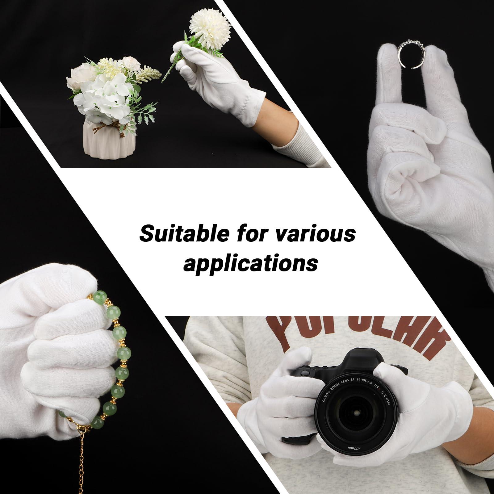 ENPOINT Enpoint White Cotton Gloves 10 Pairs, Elastic Closure Large White Gloves Women Men, Breathable Art Glove Photography Gloves Archival Gloves Cotton Gloves for Coin Handling Jewelry Art Handling